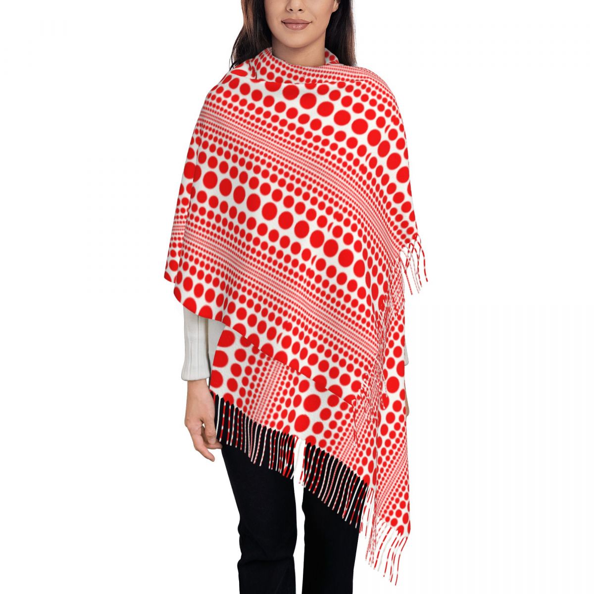 Infinity Scarf Knit - Red Infinity Polka Dots Scarf for