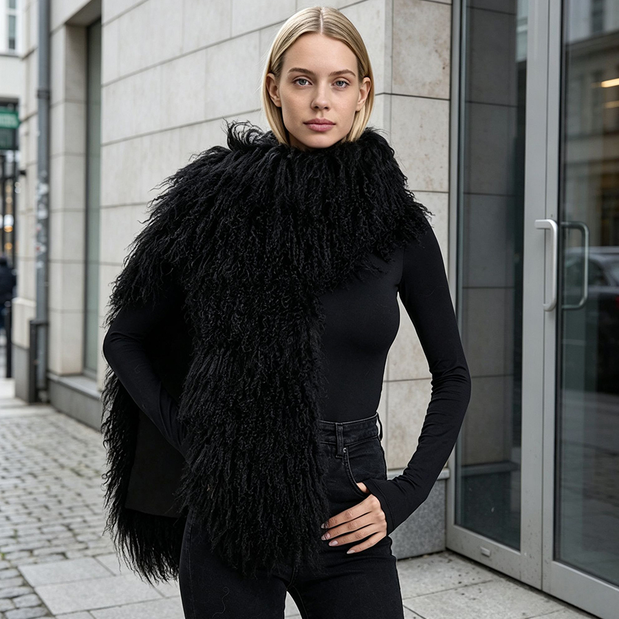 Long Brown Mongolian Fur Scarf - огляд і ціна Stole Wedding Shawl