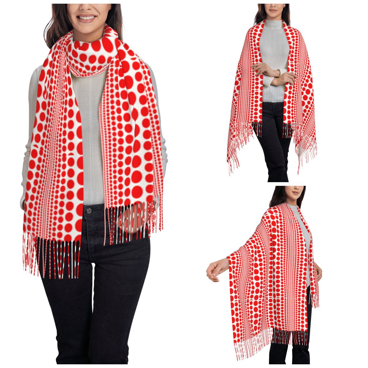 Red Infinity Polka Dots Scarf  - огляд і ціна Infinity Scarf Knit
