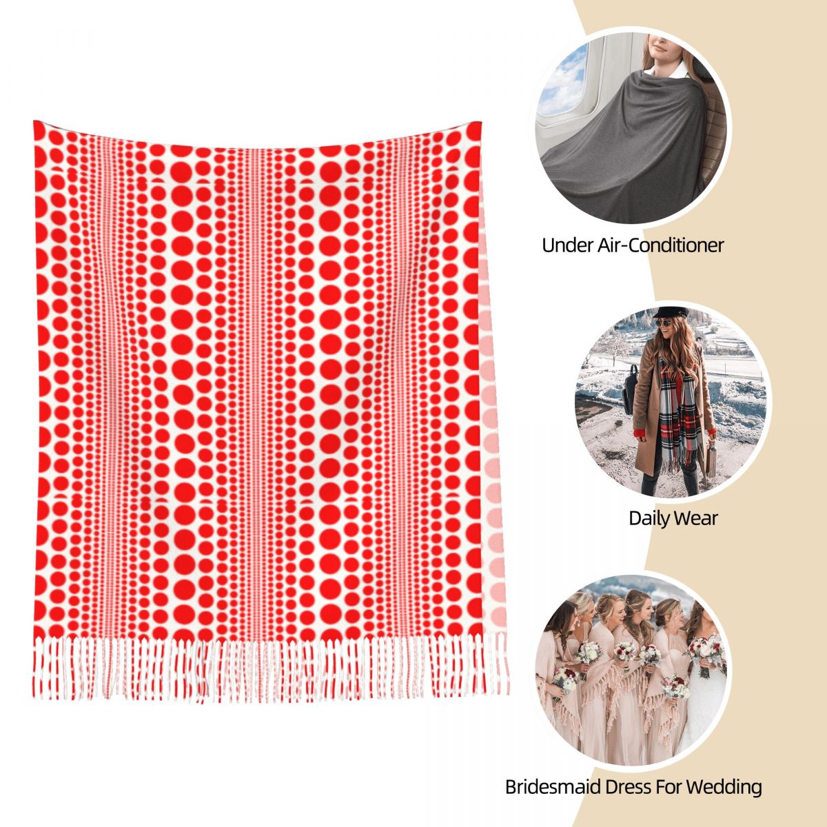 Red Infinity Polka Dots Scarf  - огляд і ціна Infinity Scarf Knit